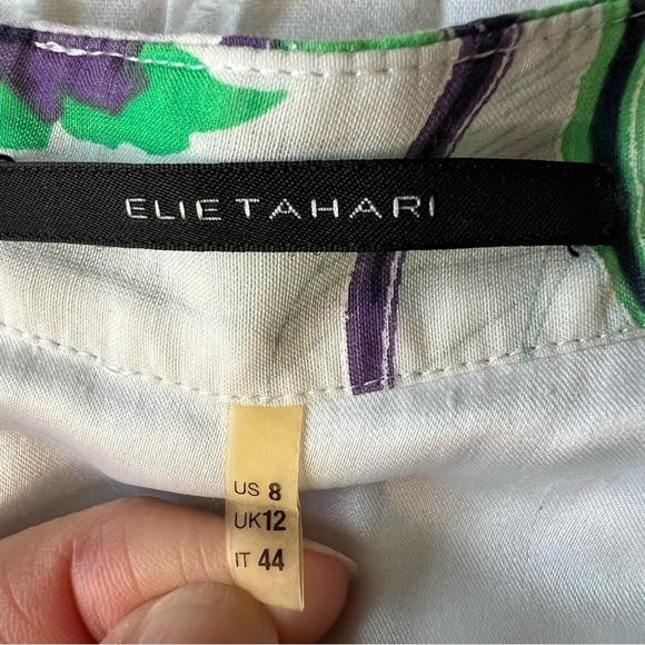 Tahari silk blend pleated floral A line knee length skirt.  SZ 8 - Picture 11 of 14